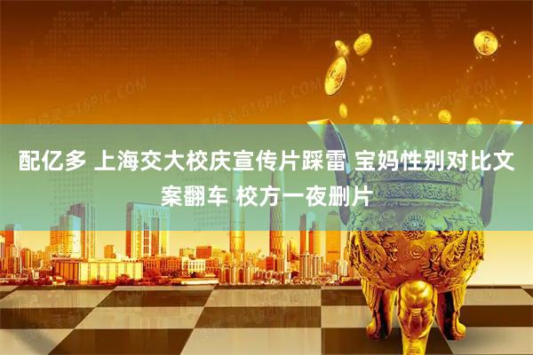 配亿多 上海交大校庆宣传片踩雷 宝妈性别对比文案翻车 校方一夜删片
